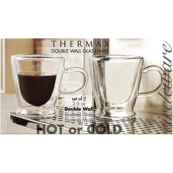 Circleware Circleware 92050 2.6 oz Thermax Double Wall Insulated Glass Espresso Mugs - Set of 4 92050